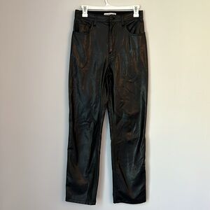 Abercrombie & Fitch Black The 90s Straight Ultra High Rise Faux Leather Pant
